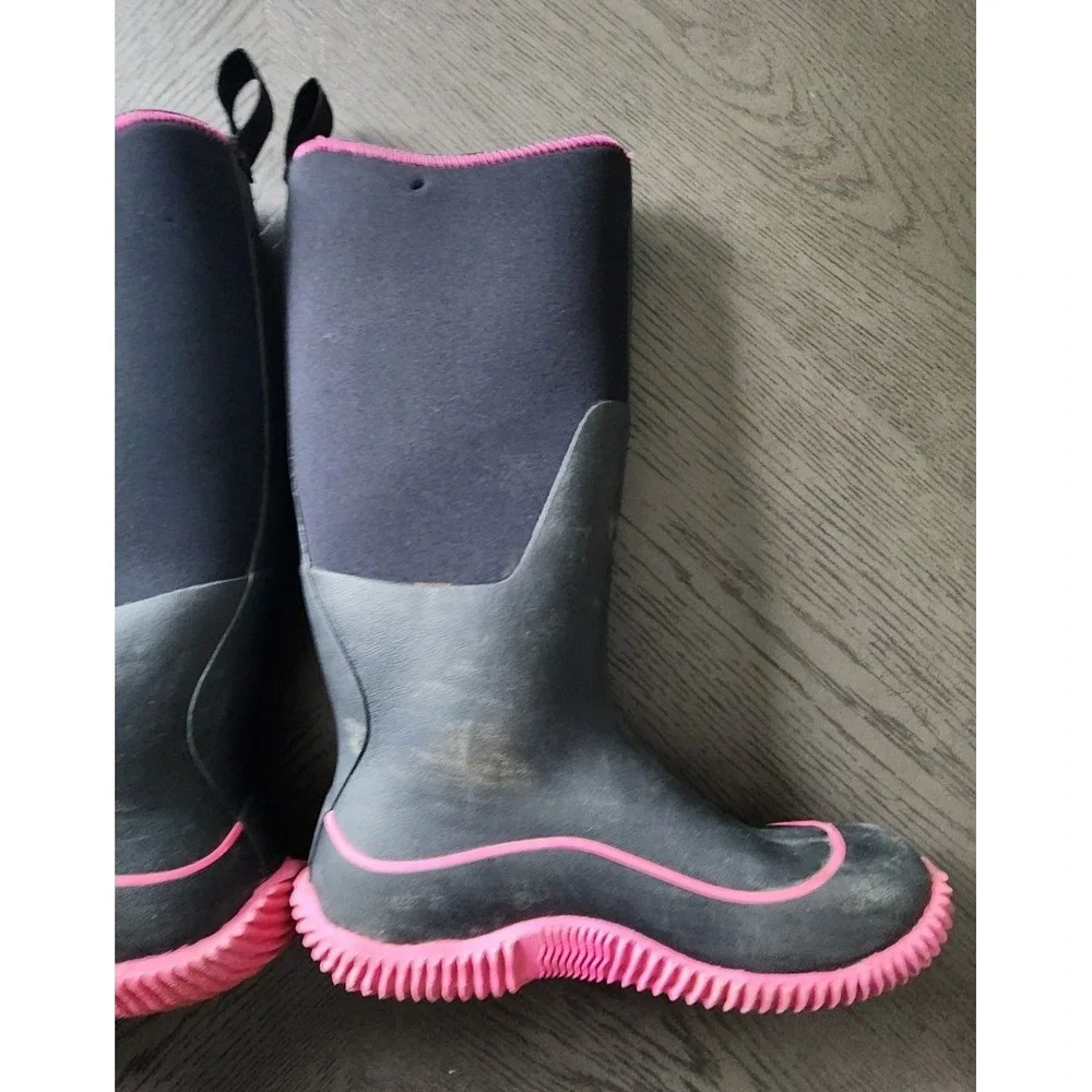 Muck Hale Women's Waterproof Rubber Boots Black & Pink Size 9 • Outdoor Wear